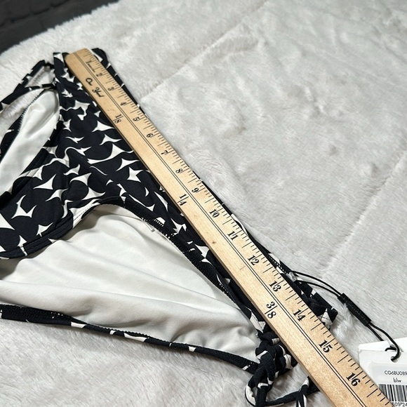 Calvin Klein Swimwear Geometric Black & White Side Tie Hipster Bikini Bottom XS - Picture 9 of 16